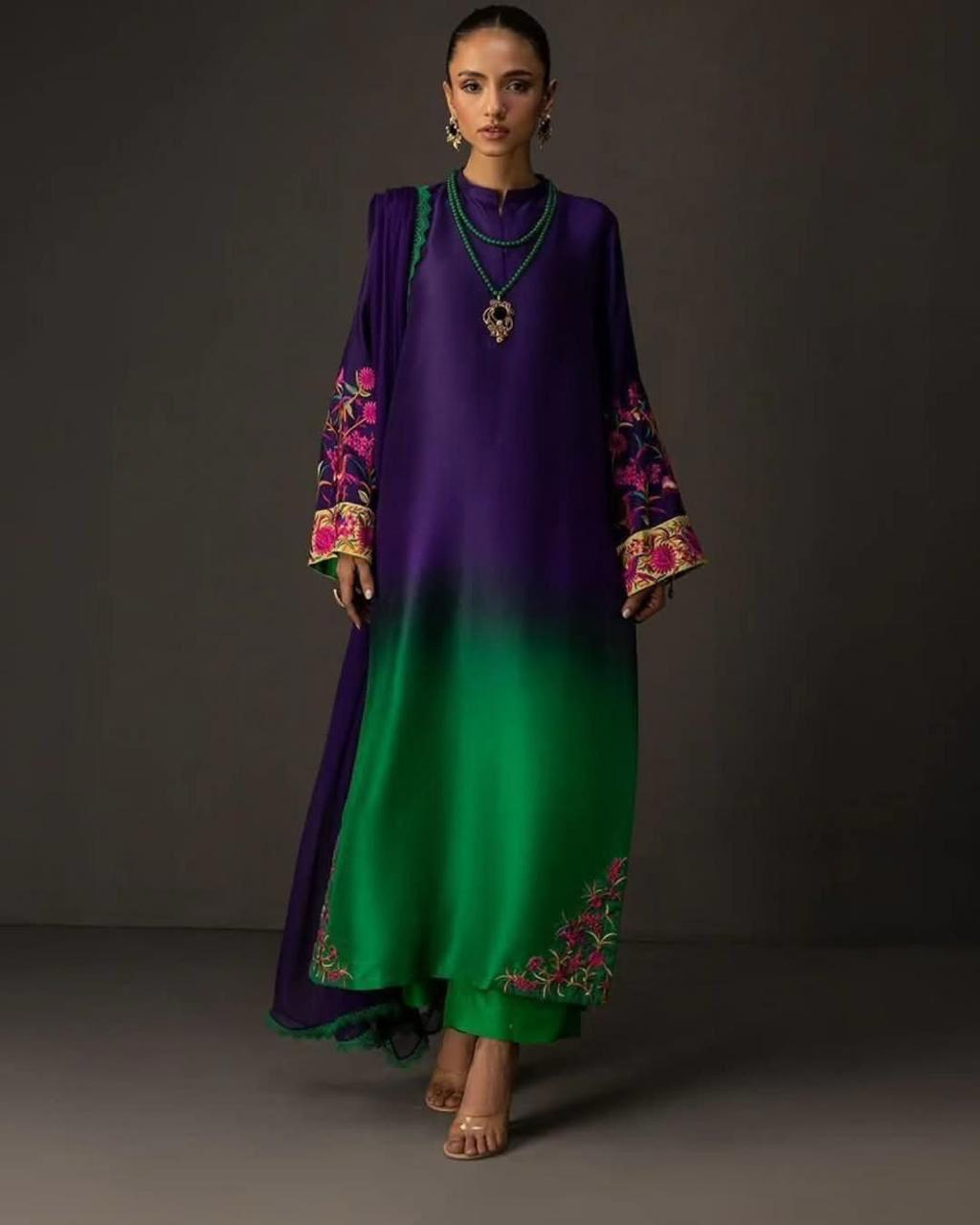 Embroided/Printed Silk Unstitched 3 Piece