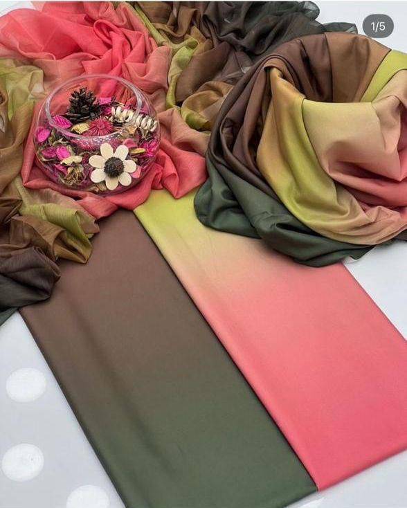 Multicolor Shaded Silk Unstitched 3 PC