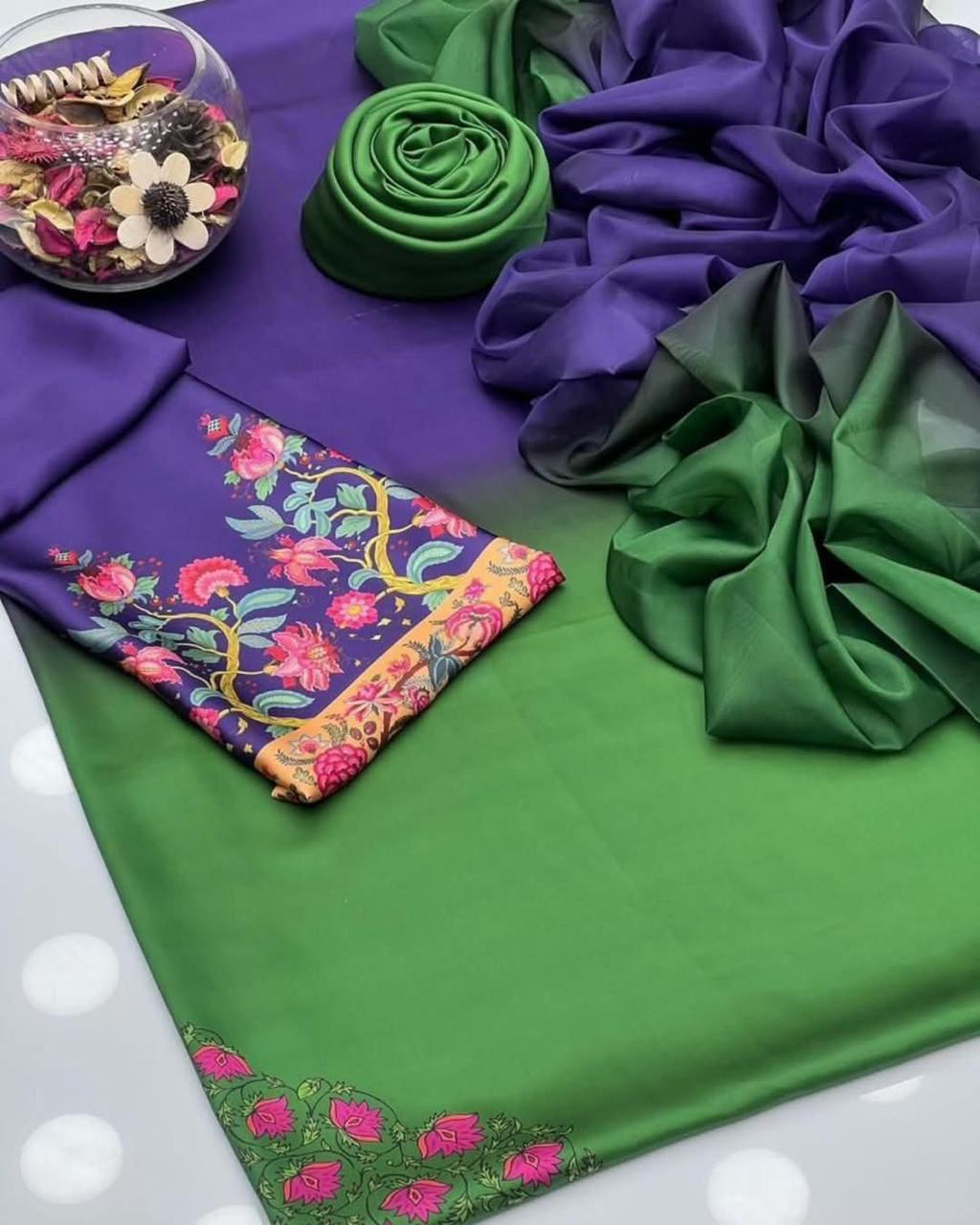 Embroided/Printed Silk Unstitched 3 Piece