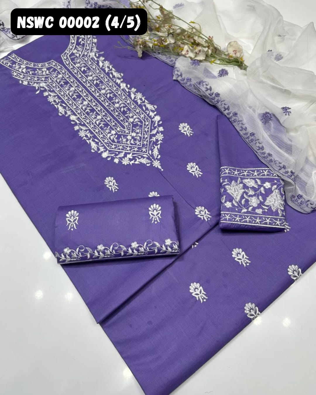 5 colors Lawn Embroided Suit Unstitched 3 piece