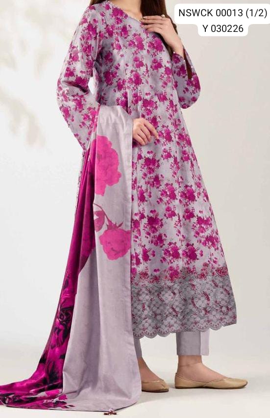Heavy Apliq Lawn Printed & Embroided Suit Unstitched 3 piece
