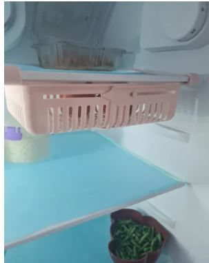 Expandable Fridge Drawer Storage Organizer Basket , 7.5-11.5 Inches Adjustable Refrigerator Storage basket for Fruit and Vegetable, Fridge Organization and Storage Box, Pull Out Drawer Fit for Fridge Shelf Under 3 INCH HEIGHT