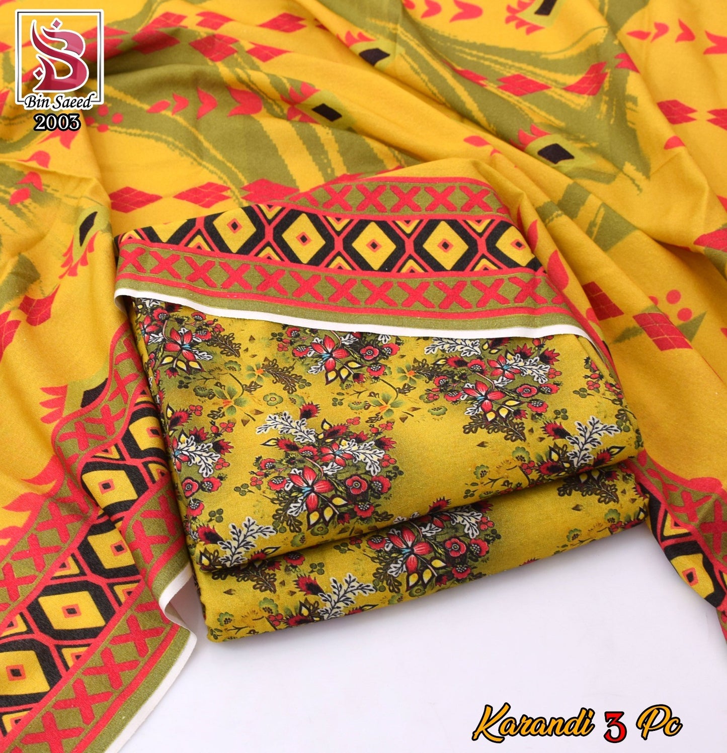 Multicolor Karandi Printed Unstitched 3 PC