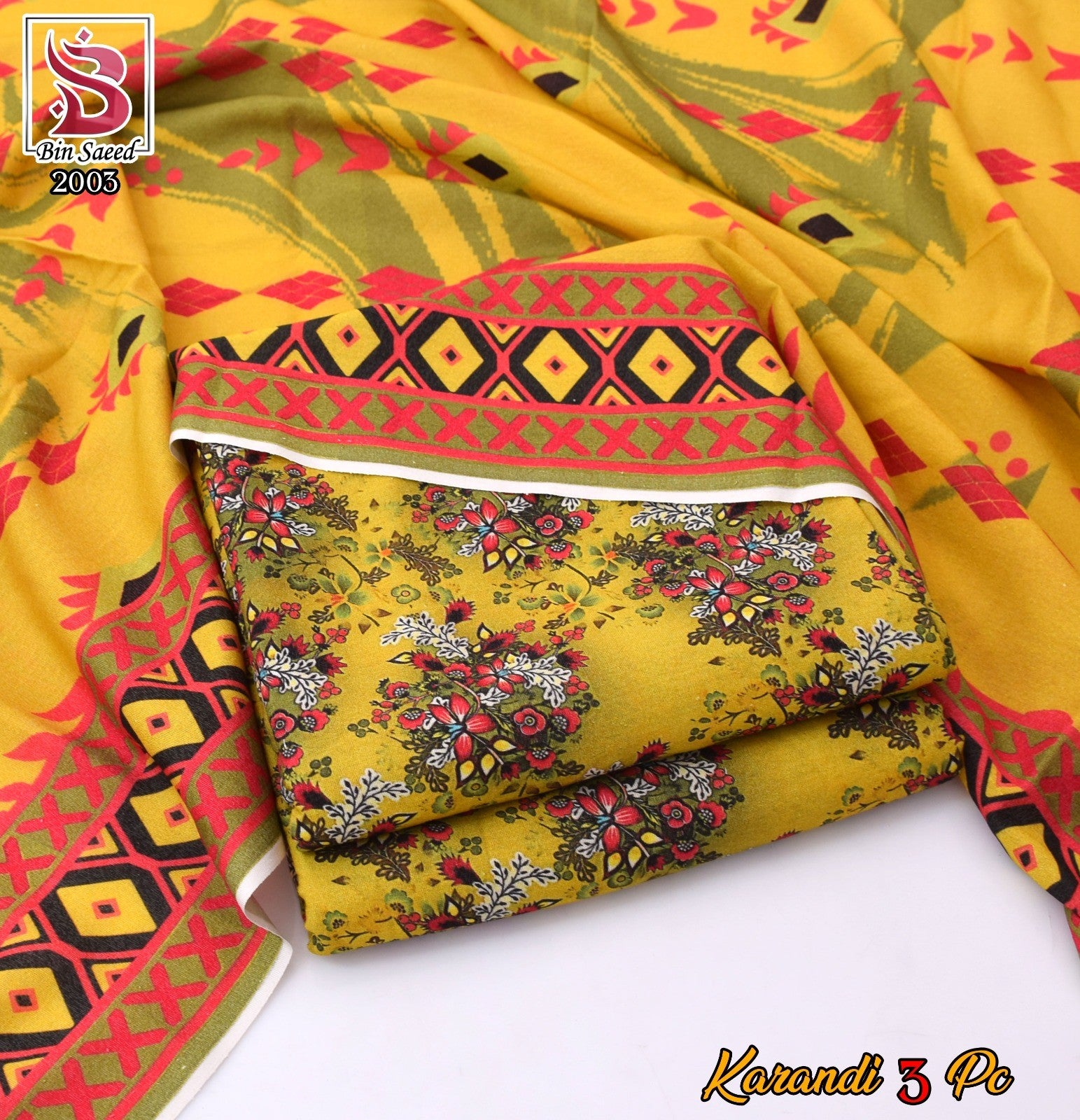 Multicolor Karandi Printed Unstitched 3 PC