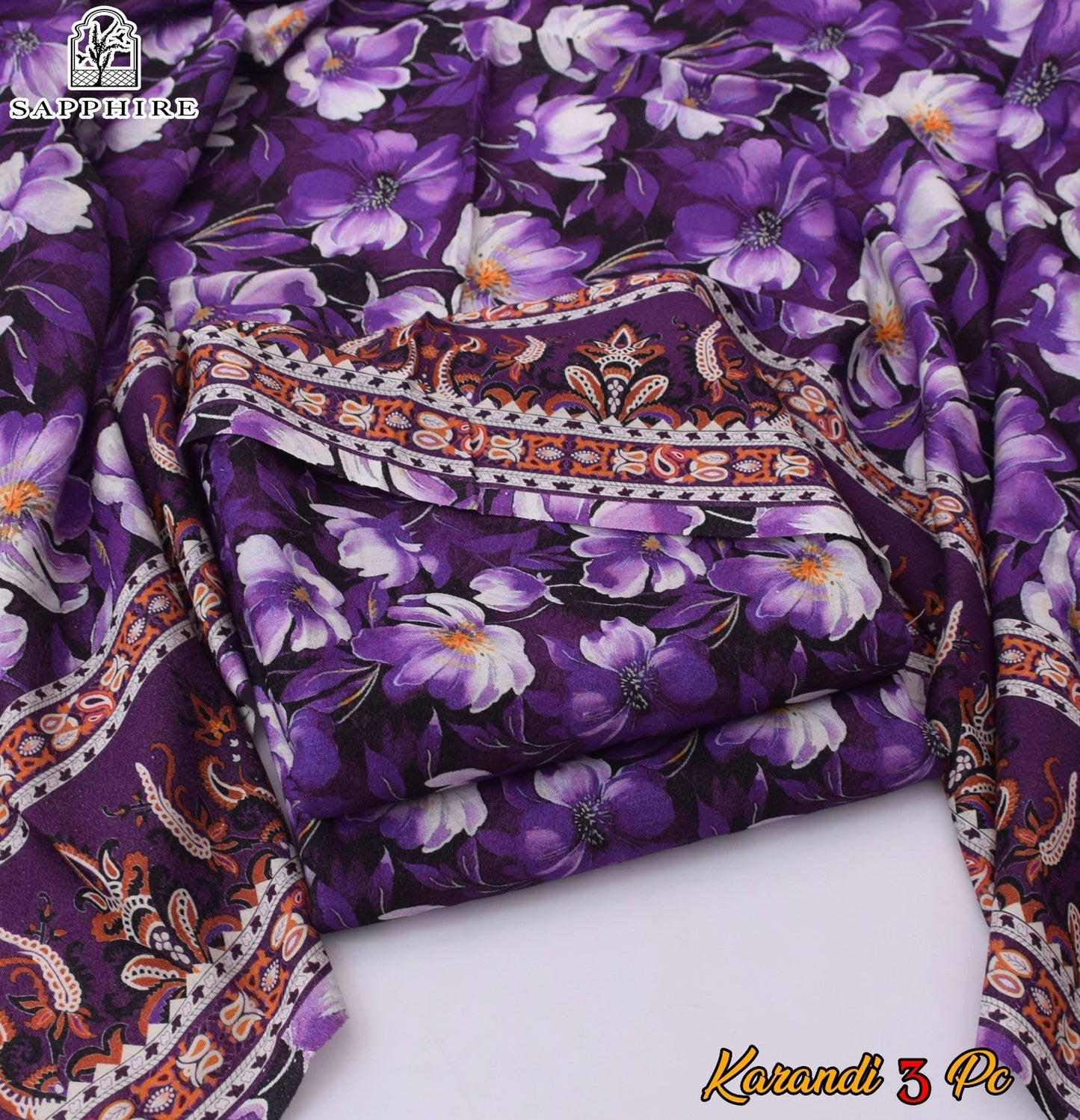Multicolor Karandi Printed Unstitched 3 PC