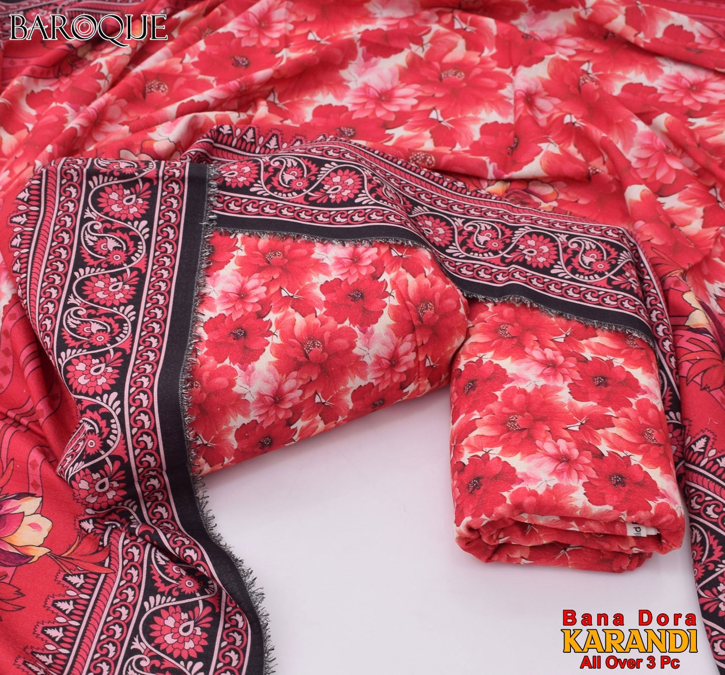 Multicolor Karandi Printed Unstitched 3 PC