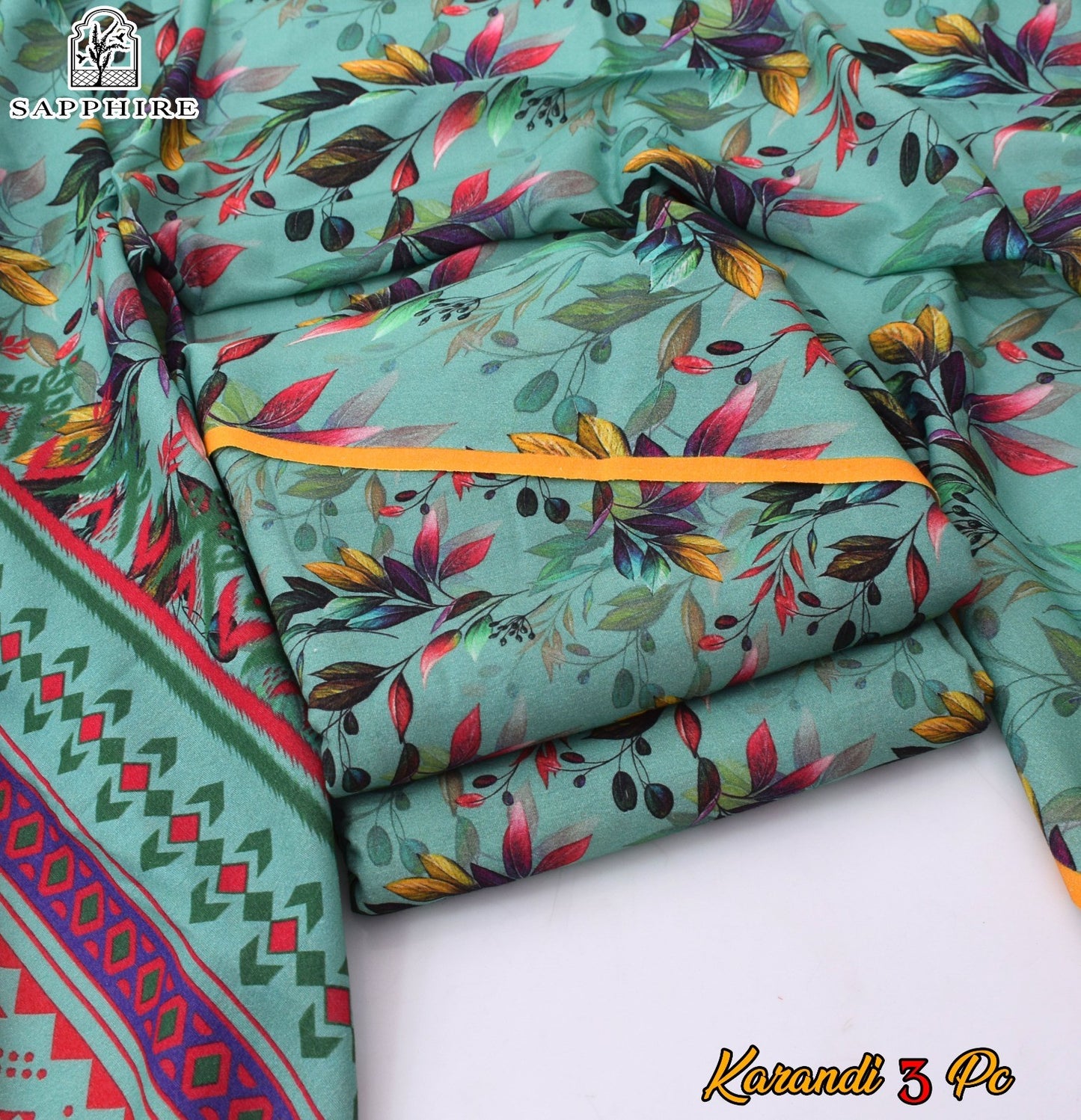 Multicolor Karandi Printed Unstitched 3 PC