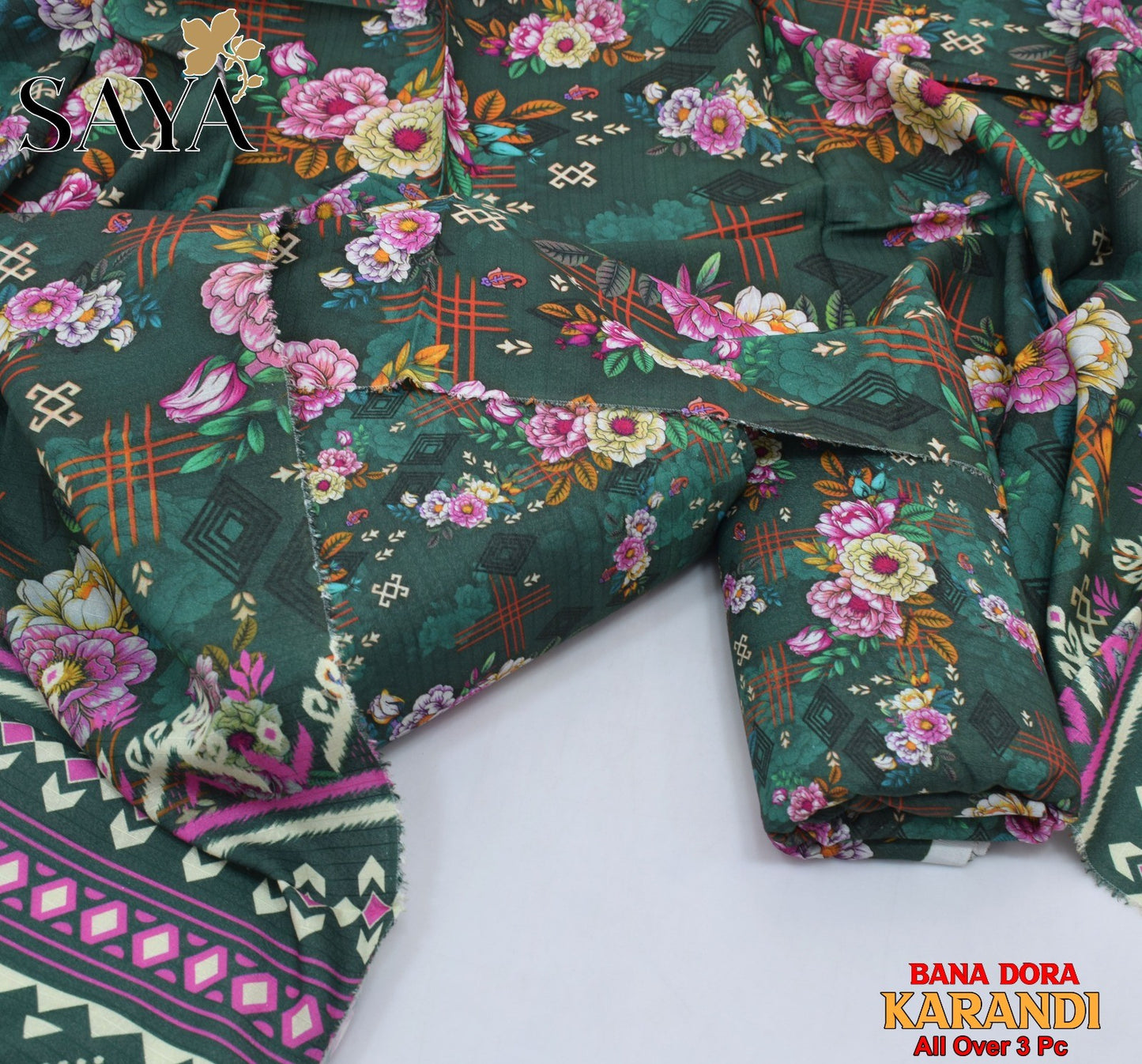 Multicolor Karandi Printed Unstitched 3 PC