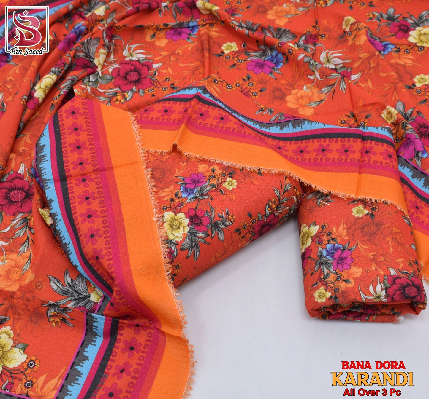 Multicolor Karandi Printed Unstitched 3 PC