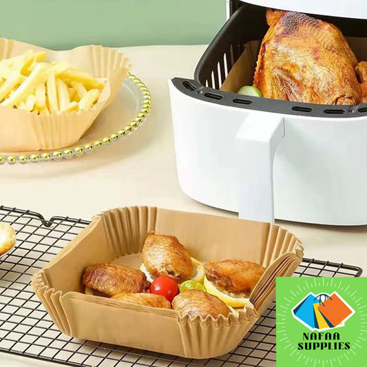 Air Fryer Paper Liners: 50 Pieces Parchment Paper, Air Fryer Liner Disposable, Oilproof Waterproof Airfryer Basket Liner Square (6.5inch)