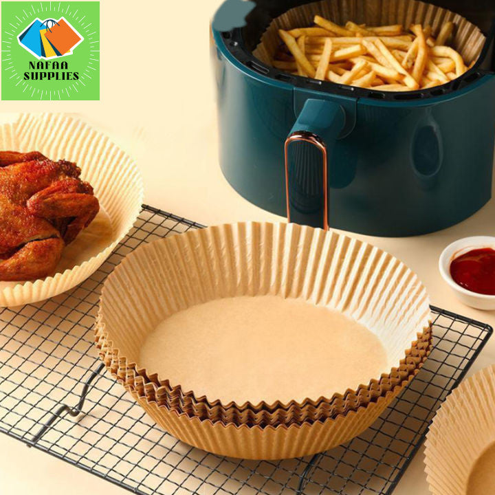 Air Fryer Paper Liners, 50Pcs Parchment Paper, Air Fryer Liners Disposable for Microwave, Non-Stick Air Fryer Liner Round Free of Bleach (6.5 INCHES)
