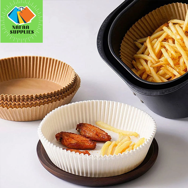 Air Fryer Paper Liners, 50Pcs Parchment Paper, Air Fryer Liners Disposable for Microwave, Non-Stick Air Fryer Liner Round Free of Bleach (6.5 INCHES)